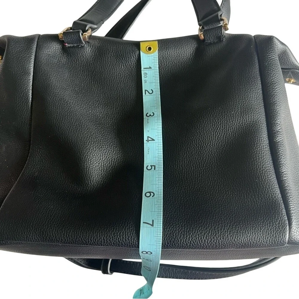 A New Day Black Pebbled Faux Leather Satchel Crossbody Bag Gold Hardware
